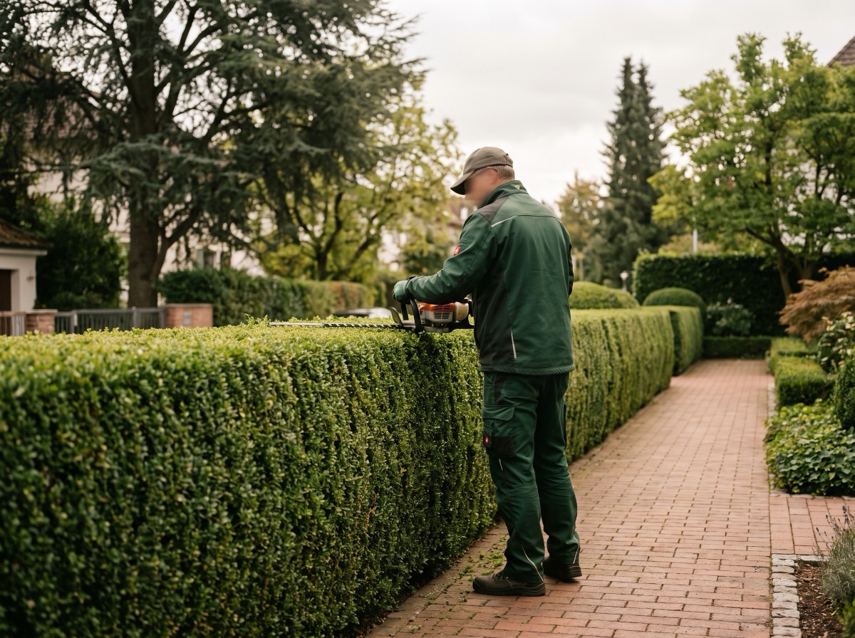 Gärtner beim Heckenschnitt: Gartenpflege in Stuttgart